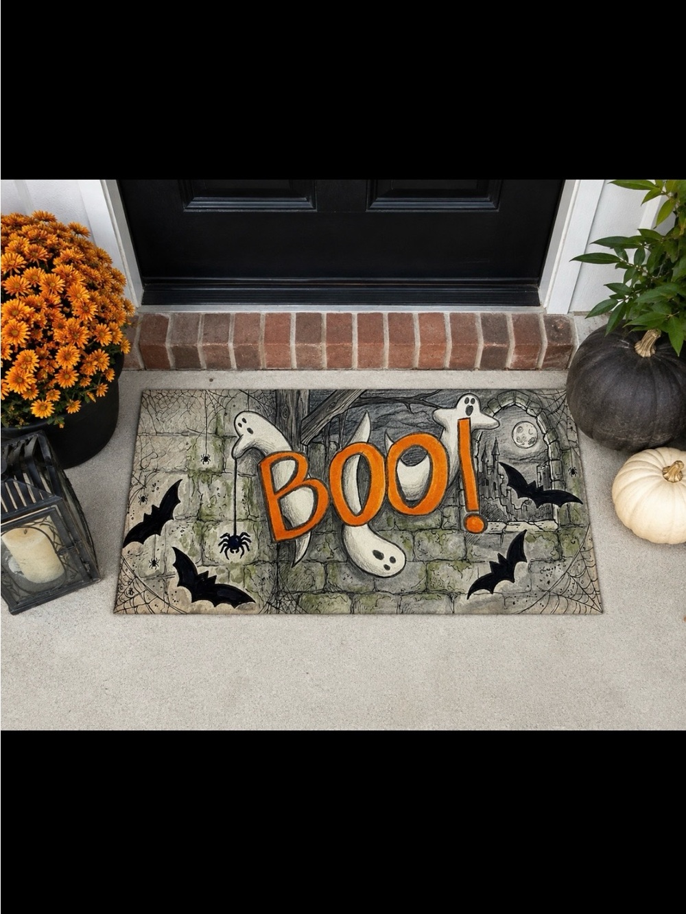 Spooky Halloween Boo Doormat Original Hand Drawn Ghost Outdoor Rug